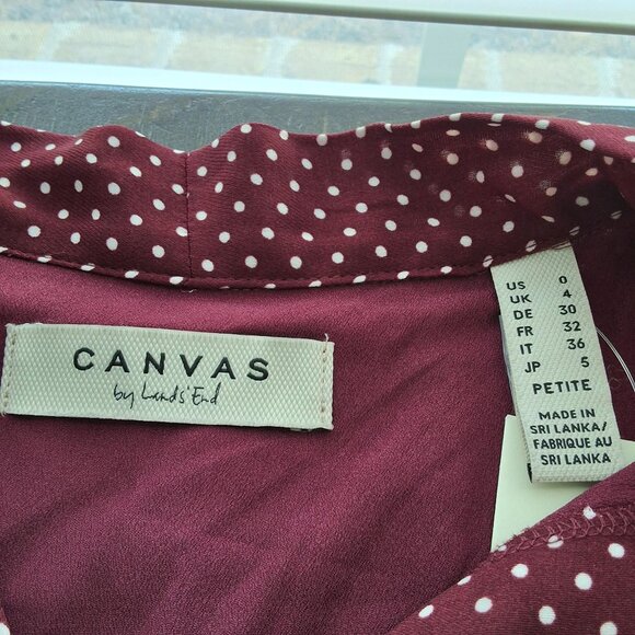 Lands End Burgandy Polka Dot Neck Tie Shift Dress Womens Sz O Fall Transitional - Picture 9 of 10